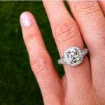 Another Hand Shot of Shauna's Brian Gavin Custom Halo Engagement Ring