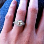 Hand Shot of Shauna's Brian Gavin Custom Halo Engagement Ring