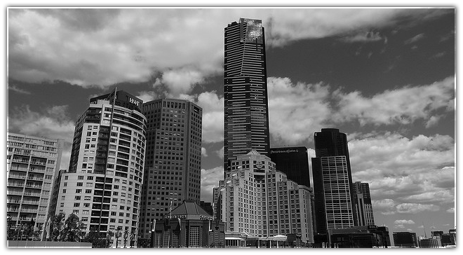 black and white photo of Melbourne