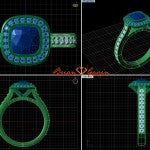 CAD Rendering of Diana's Halo Engagement ring