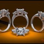 Three Stone Diamond Engagement Ring CAD