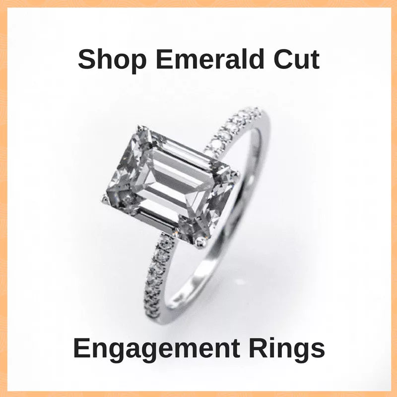 "Shop emerald cut engagement rings" 