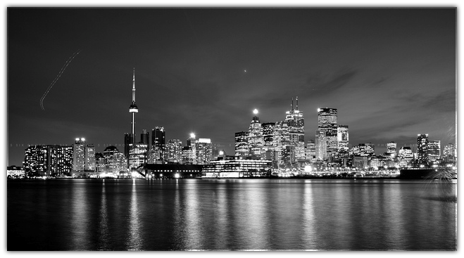 Black and white image of Toronto