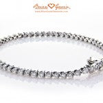 Three Prong Tennis Bracelet in 14K White Gold by Brian Gavin