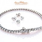 Three Prong Tennis Bracelet and Classic Martini Earrings by Brian Gavin