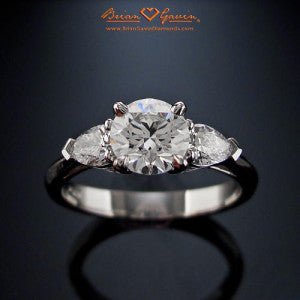 Brian Gavin Summer 3 Stone Pear Shape Diamond Engagement Ring