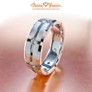 Double Chain Link Mens Wedding Band With Diamonds Brian Gavin