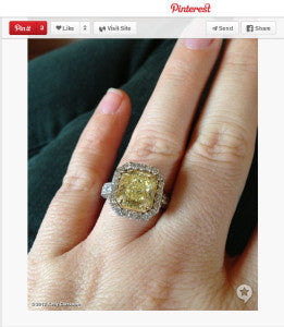 Kelly Clarkson Celebrity Fancy Yellow Diamond Engagement Ring via Pinterest