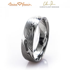 Mokume Gane Ring: Maple pattern with Palladium 500 and silver, slightly rounded profile, comfort fit interior