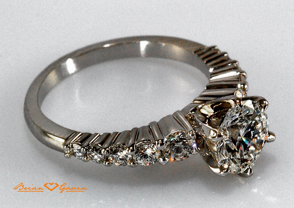 View from above of Brian Gavin's tapered diamond engagement ring.