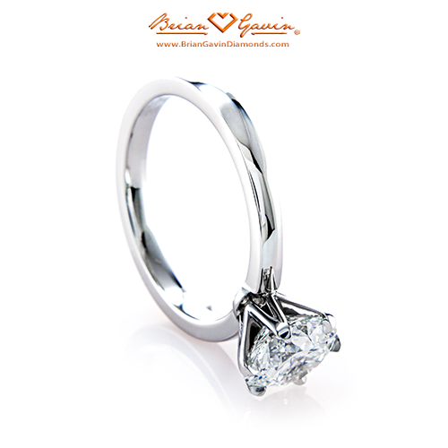 Round Moissanite Solitaire in 4 Prong Setting with Flat Band Ring in 1