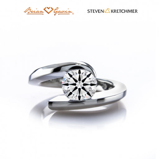 Platinum Spiral Tension Set Engagement Ring