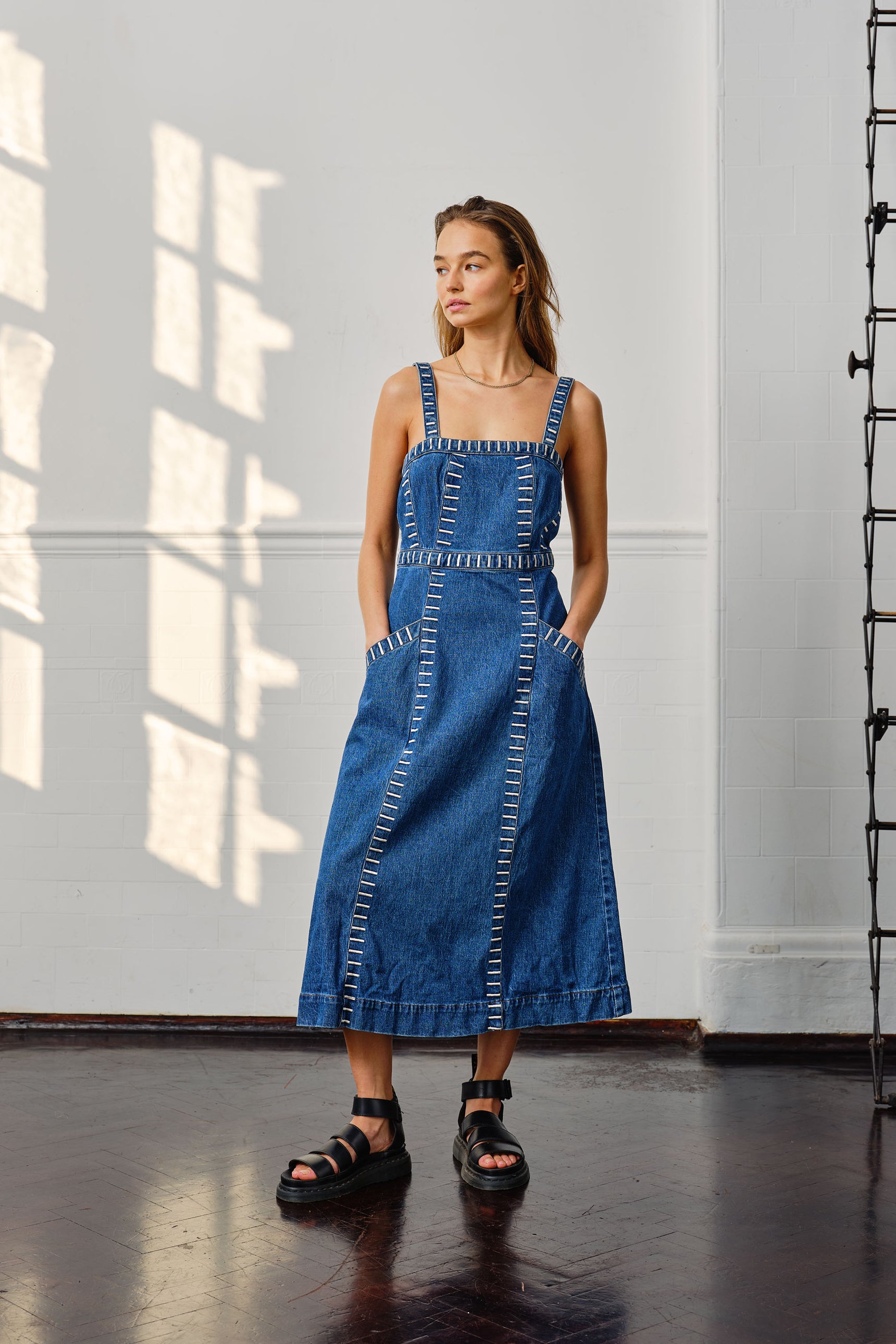 Seventy + Mochi Elodie Denim Midi Skirt