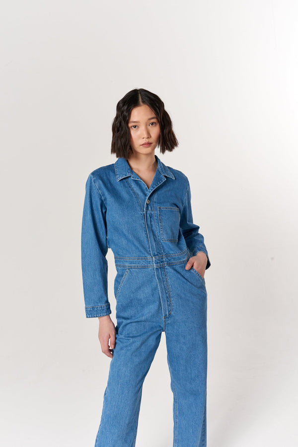 完売THE SHISHIKUI black denim jumpsuit-