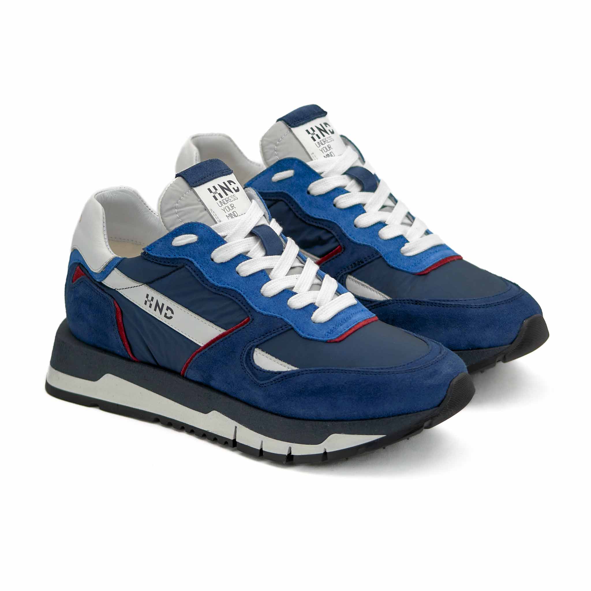 HND10 - Leather Sneaker Uomo - HUNDRED100® Color BLU Size 41