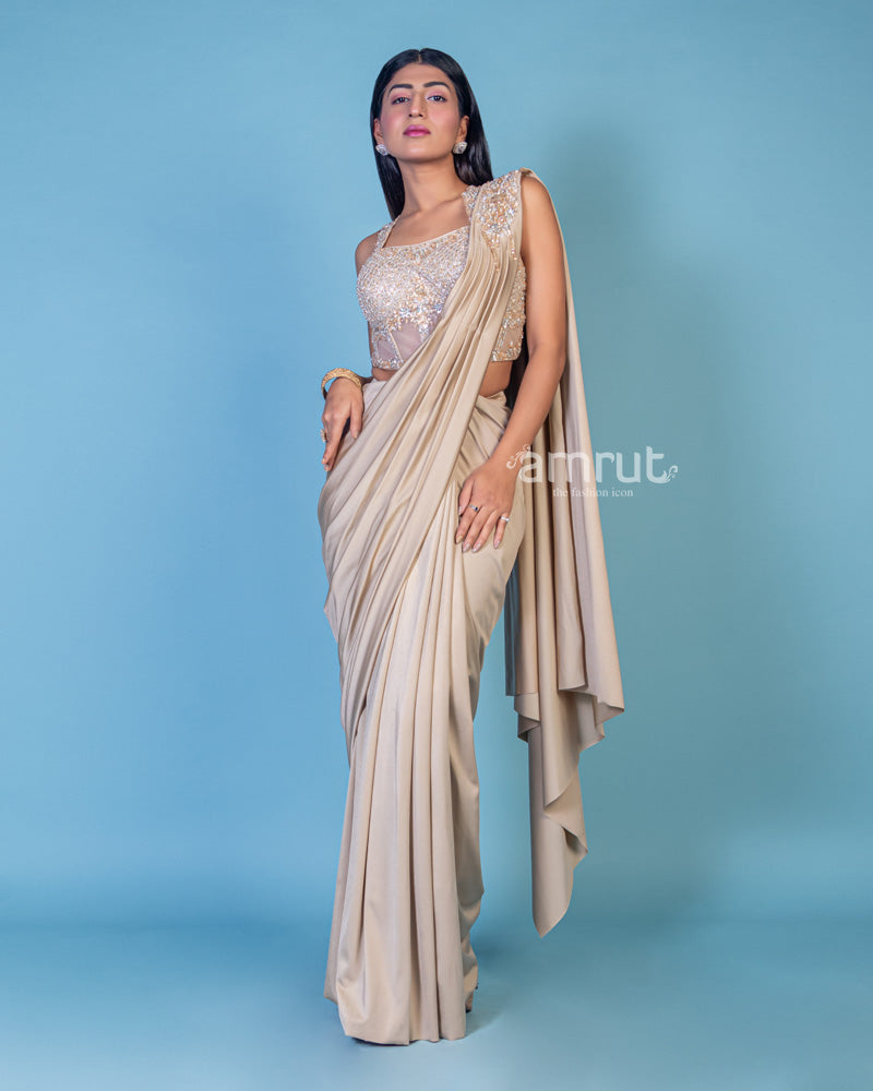 Partywear Designer Saree For Farewell Party In Wine Color - Ethnic Race