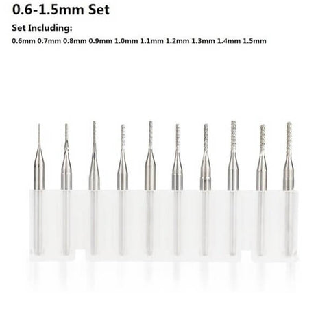 10pcs Carbide PCB Milling Cutter Set 0.6-1.5