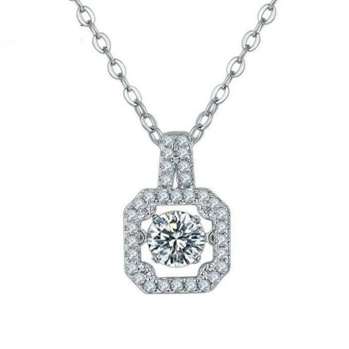 0.50 ct Diamond Square Shaped Pendant with Twinkle Setting Necklace