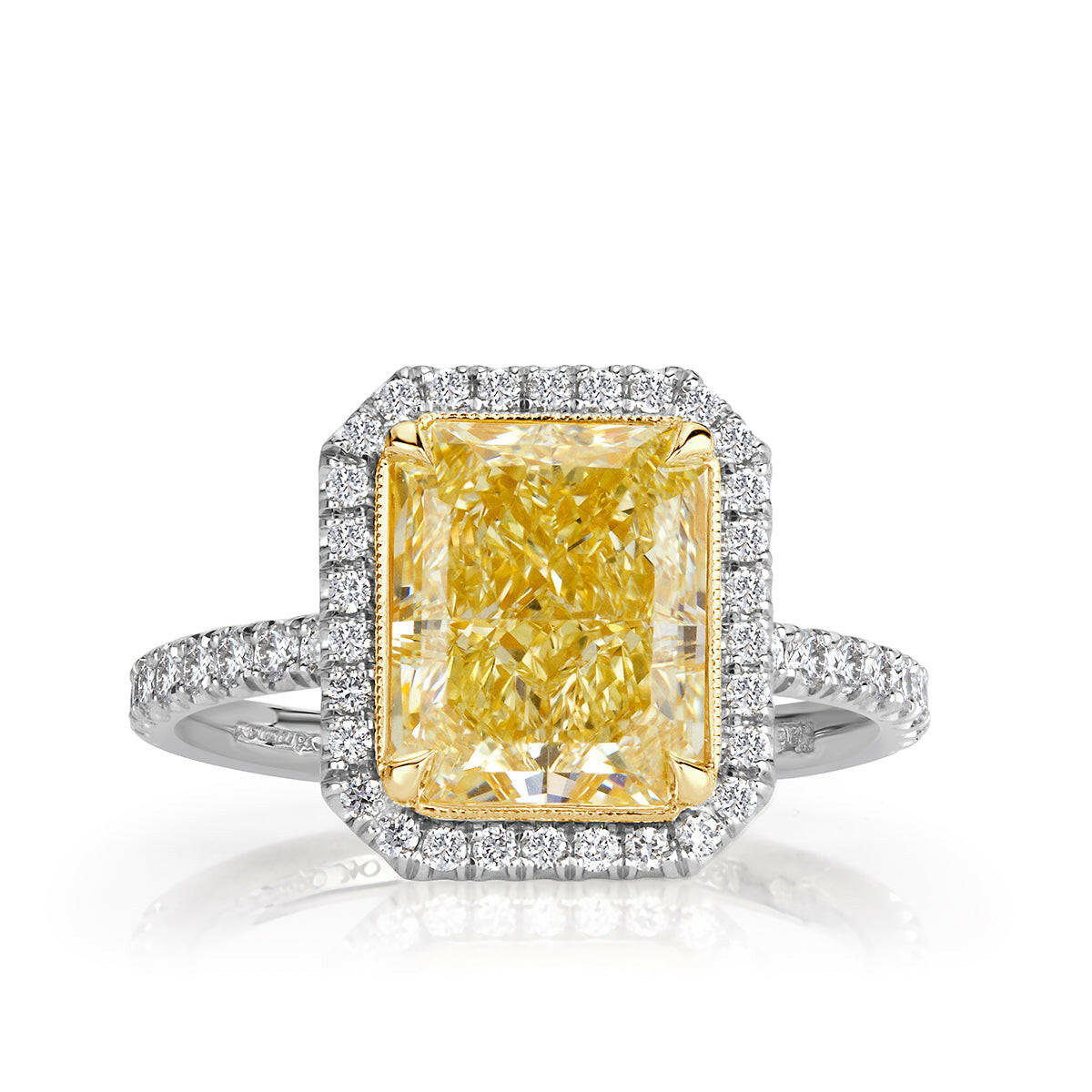 4.0 ct Light Yellow Radiant Cut Diamond 14k White Gold Engagement Ring