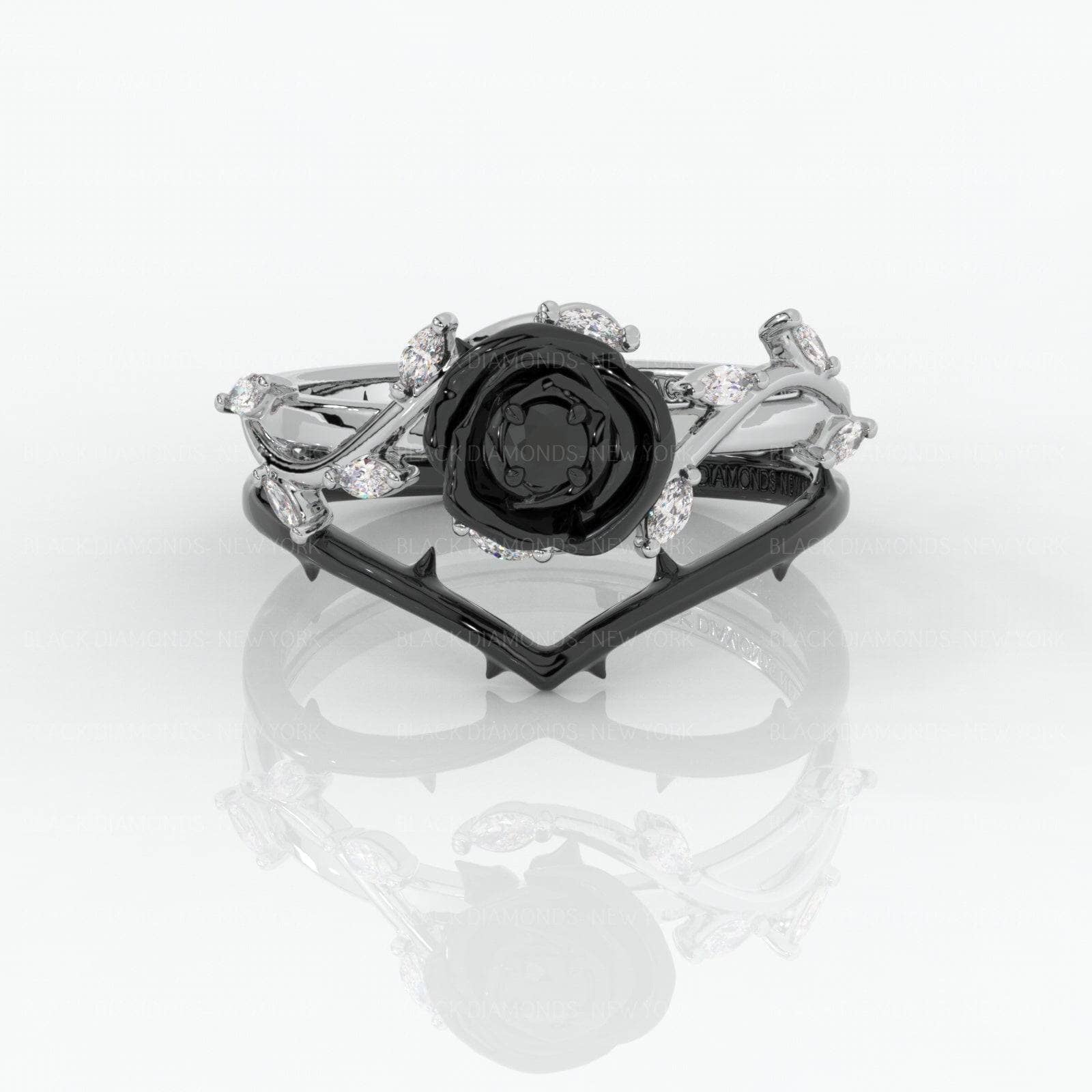 14K Black Diamond Gothic Initial Bracelet
