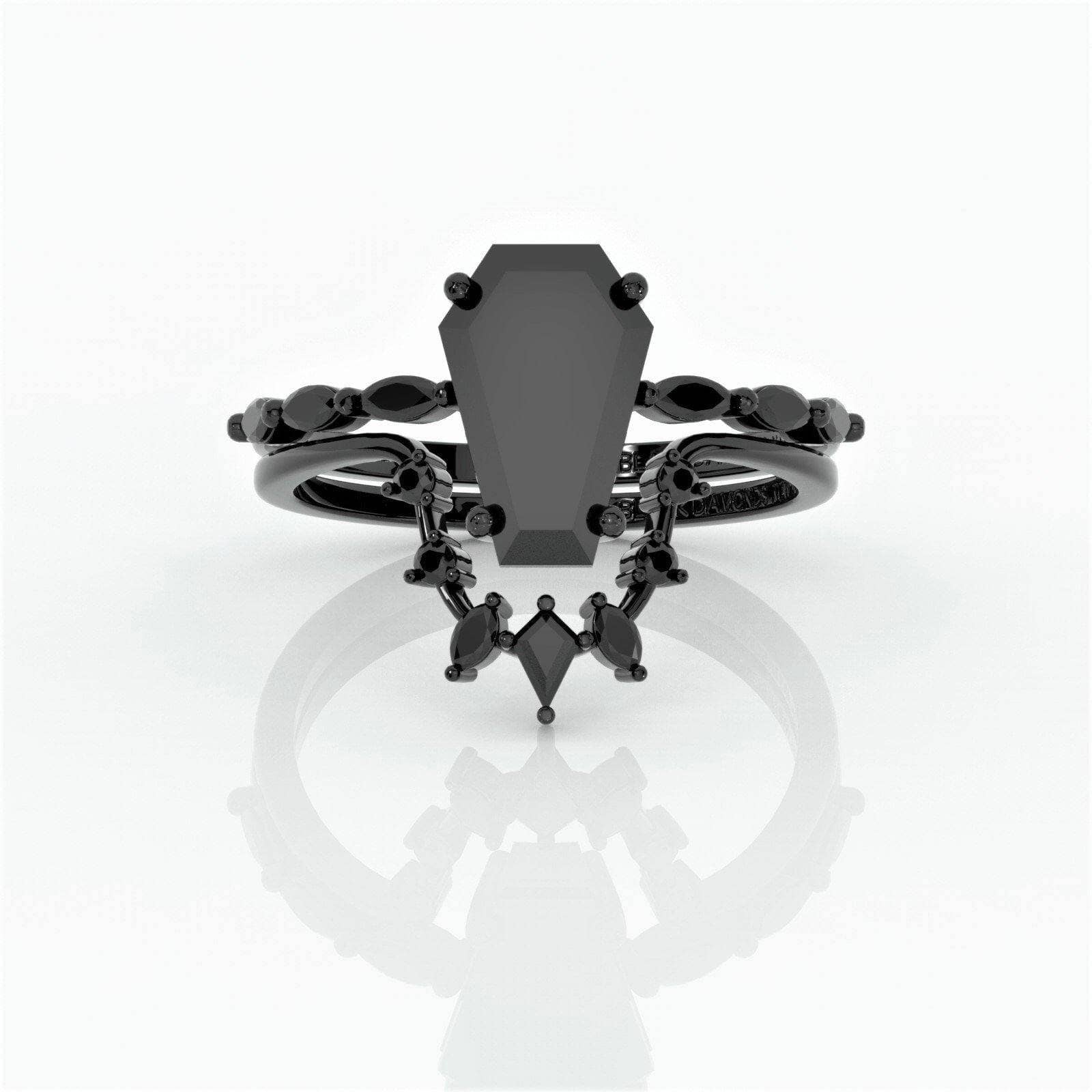 Black Onyx Coffin Ring Sterling Silver - Cast a Stone