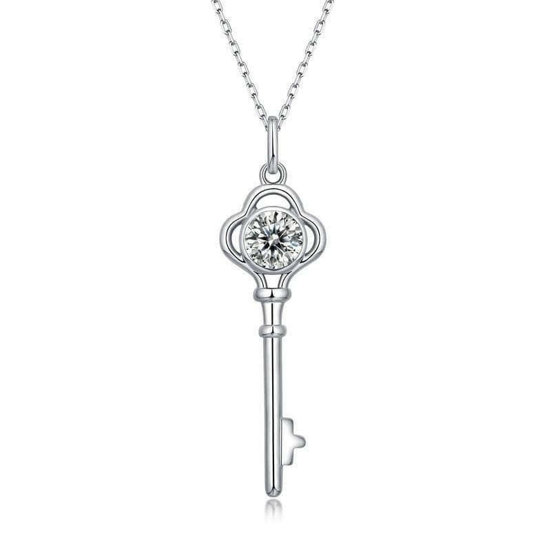 Twinkle 1.0 ct Moissanite Necklace with Key Shaped Pendant