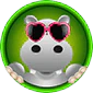 Forum avatar depicting Gray hippo character wearing pink heart-shaped sunglasses!