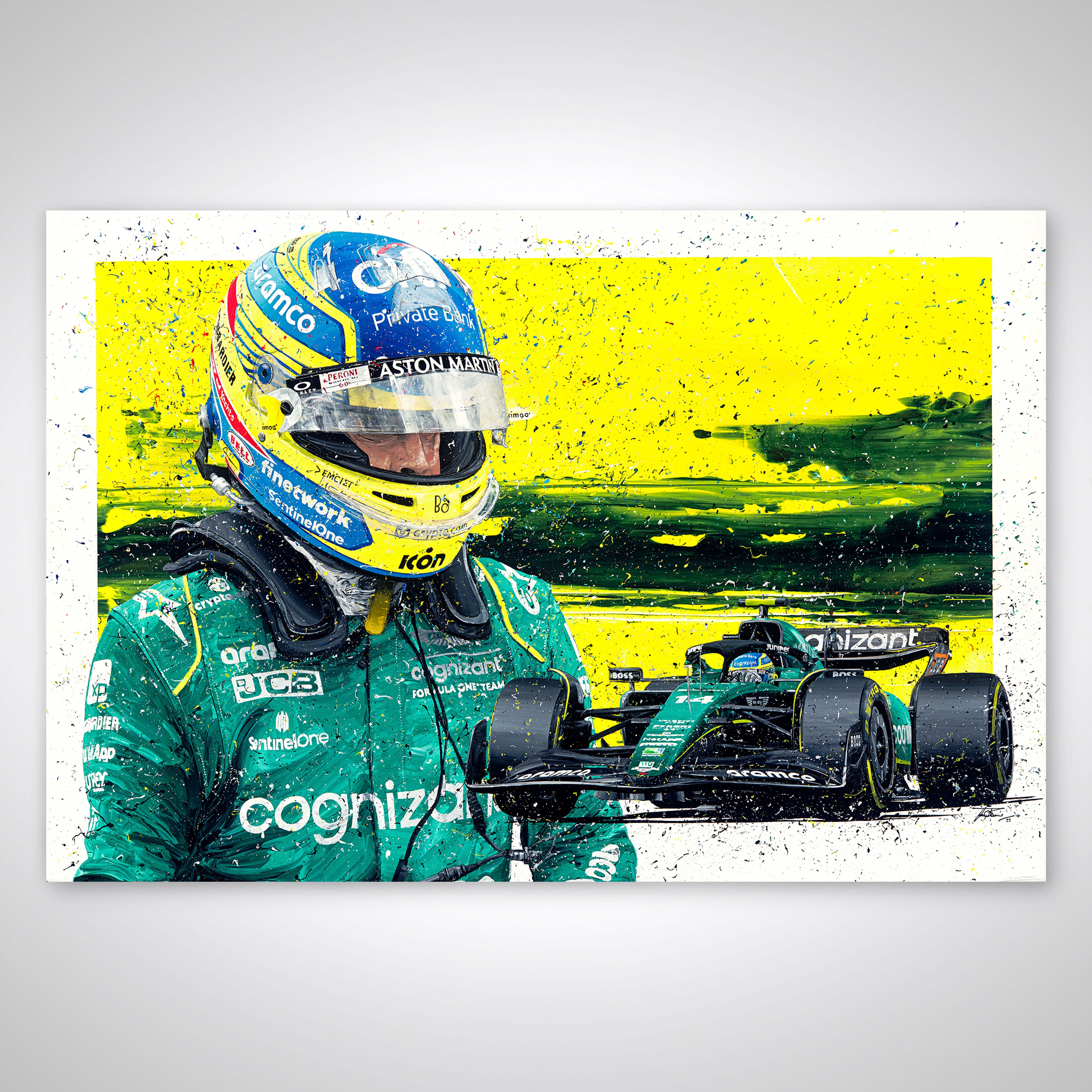 Fernando Alonso 2013 Spanish Grand Prix 'Win' Hand Embellished Artwork