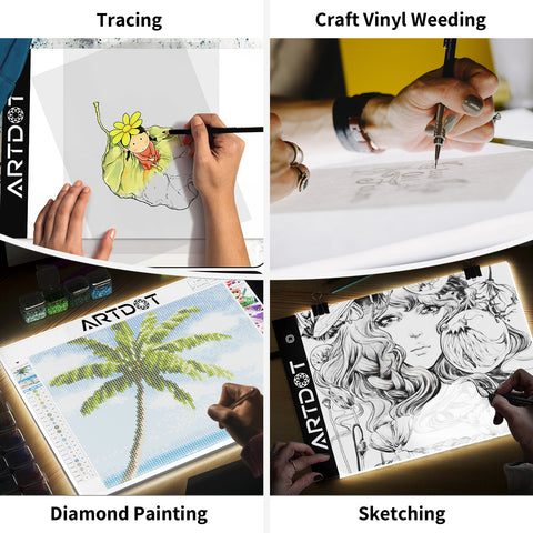 Light Pad can be used for a variety of applications, including Diamond Painting, Sketching and Drawing, Cross embroidery, Animation, Calligraphy, Stenciling,