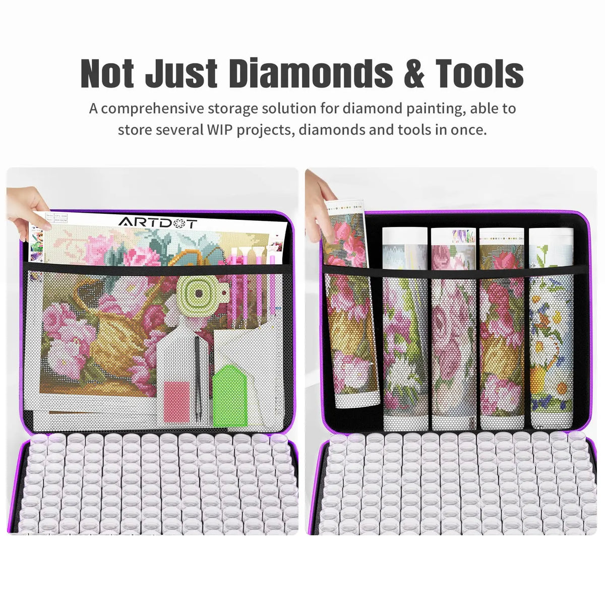 ARTDOT Diamond Painting Storage Boxes, 240 Slots Bead Storage with 5D Diamond  Art Accessories and Tools Kit(Pink) - Yahoo Shopping