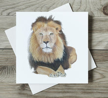 Load image into Gallery viewer, Lion Card, Blank Greeting Card, Birthday Card, Male Lion Card, Hand Drawn Card, Thank you Card, Animal Lover Card, Wildlife Card, Unique
