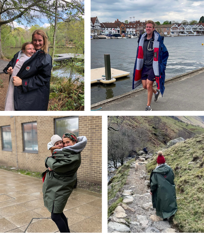 Dog walkers and Olympic Rowers in the Lake District and Peak District wearing outdoor robe by D-Robe