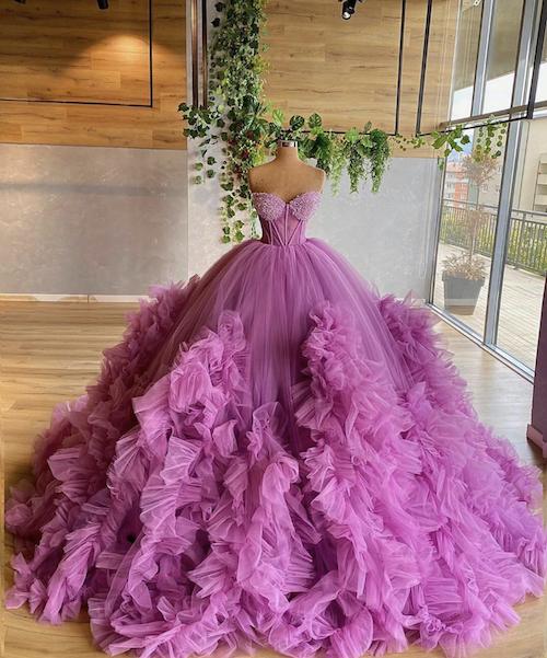ANTS Women's Pretty Ball Gown Quinceanera Dress Ruffle Prom Dresses Size 6  US Burgundy at Amazon Women's Clothing store