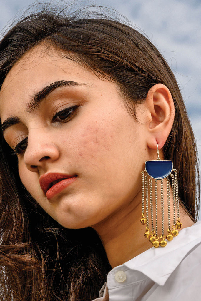 Classic Half Moon Earrings - Navy Blue by Aaree Accessories | Official Wardrob