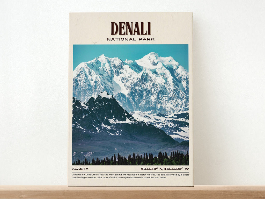 Denali National Park Vintage Wall Art, Alaska, USA