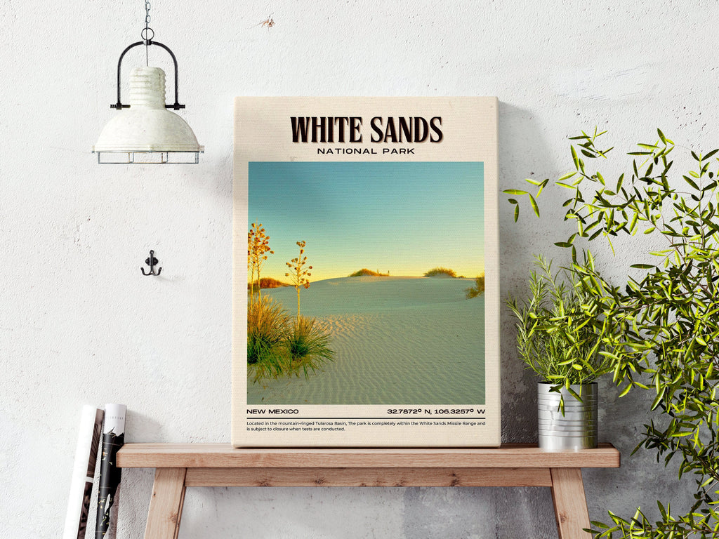 White Sands National Park Vintage Wall Art, New Mexico, USA