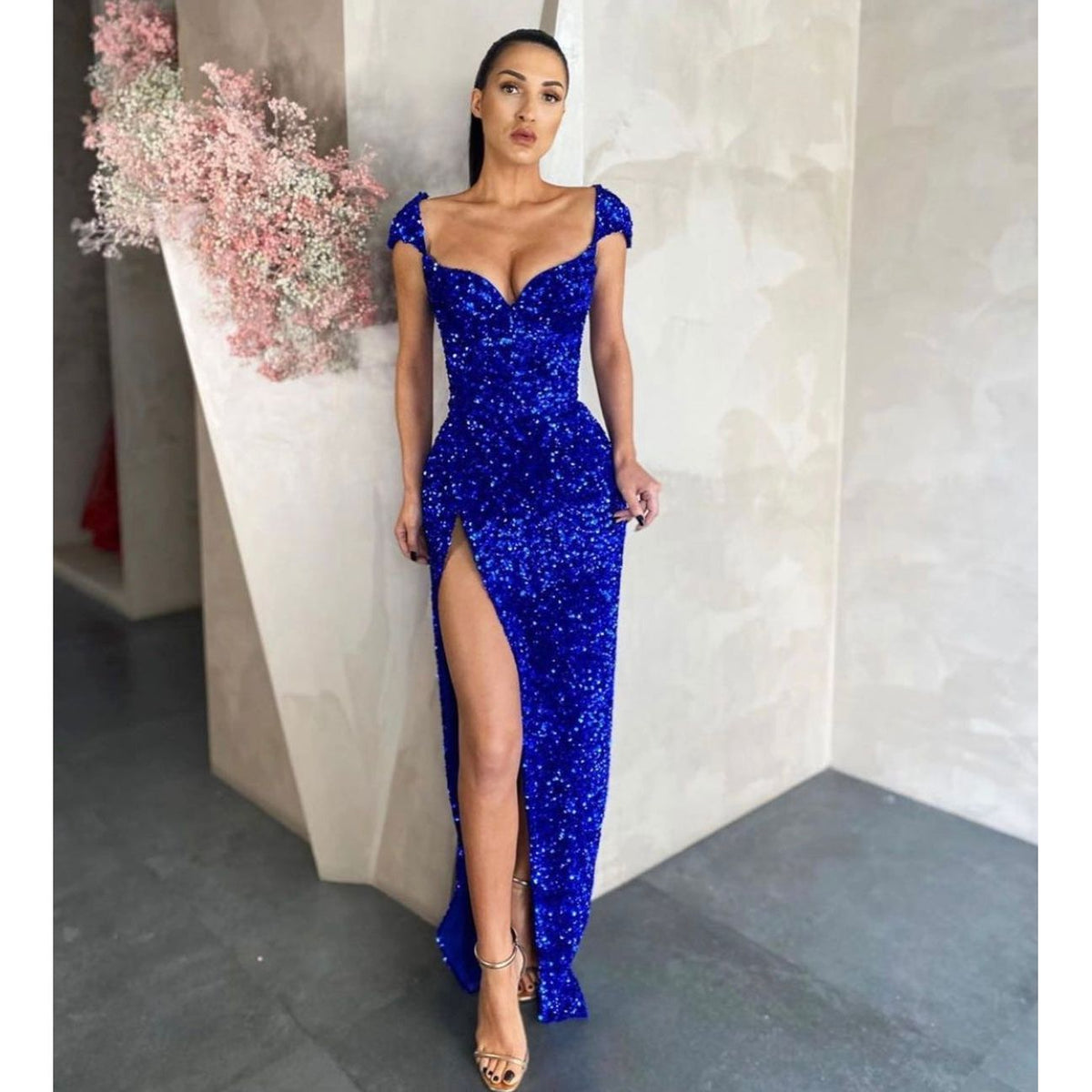 Lia Stublla Sequins Loveheart Gown Royal Blue – SBS Dress Hire