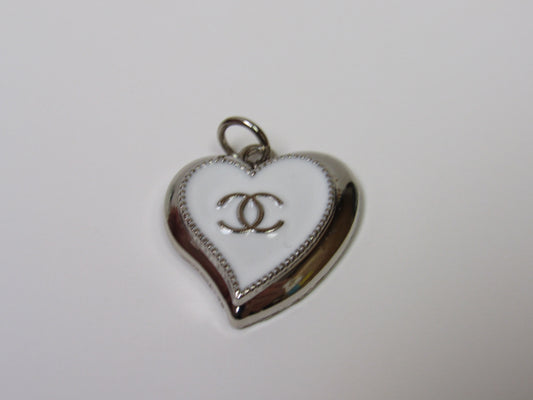 Chanel Silver And Black Abstract Heart Designer Zipper Pull Charm