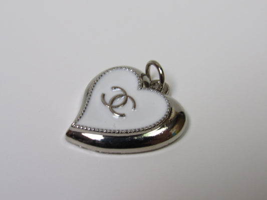Chanel Silver And Black Abstract Heart Designer Zipper Pull Charm