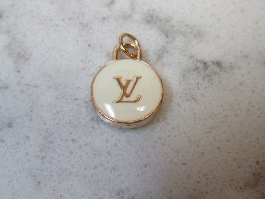 Louis Vuitton Zipper Pull Pendant, Round, Brown, Gold, Double Sided, 15mm