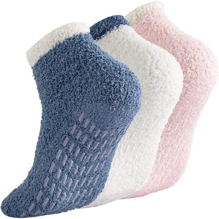 Pack Of 3 Non Slip Socks Hospital Socks with Grips for Women Grip Socks for Women Fluffy Socks with Grips for Women Slipper Socks