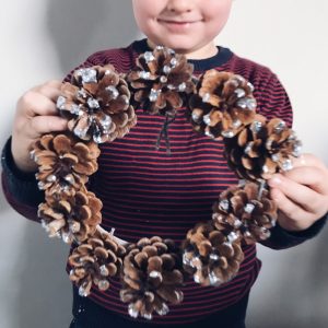 Festive wreath making for children Acorn & Pip