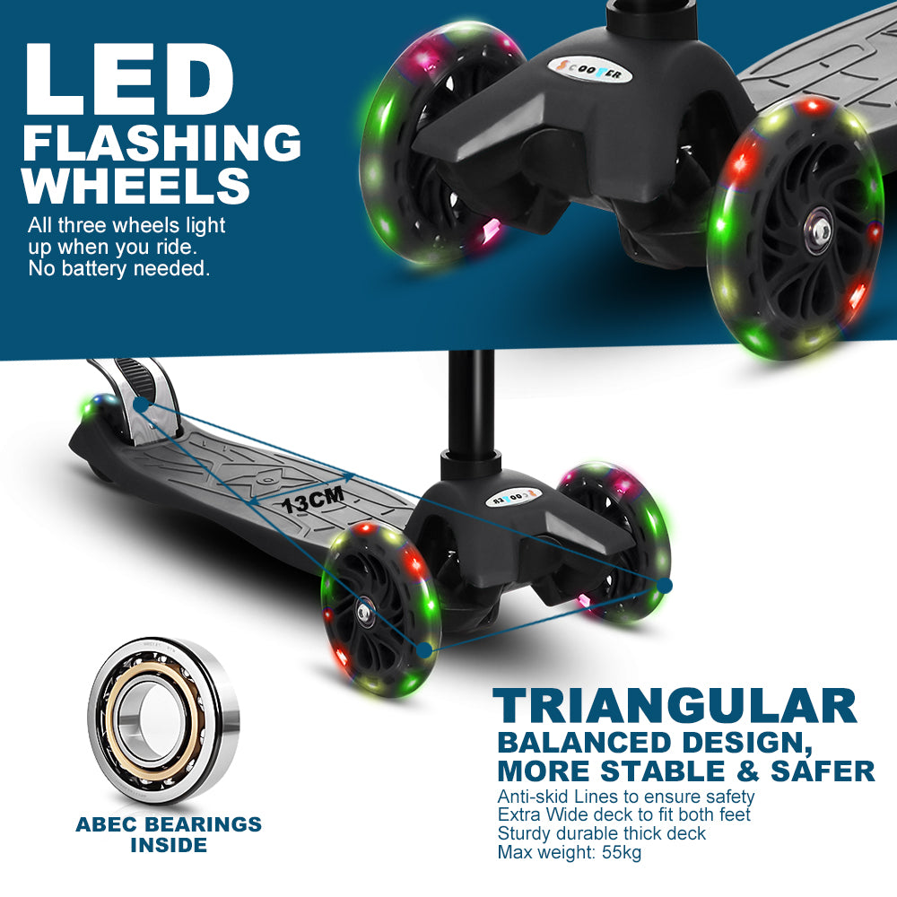 YOLEO Trottinette à 3 Roues pour Enfant-idéale pour Les Enfants âgés de 2  Ans et Plus-avec Roues à lumières LED, Réglable en Hauteur