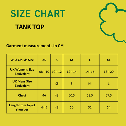 Tank top size chart