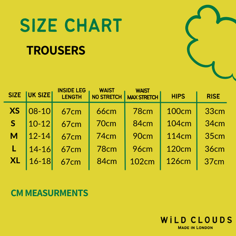 Wild Clouds Trousers with ties sizing