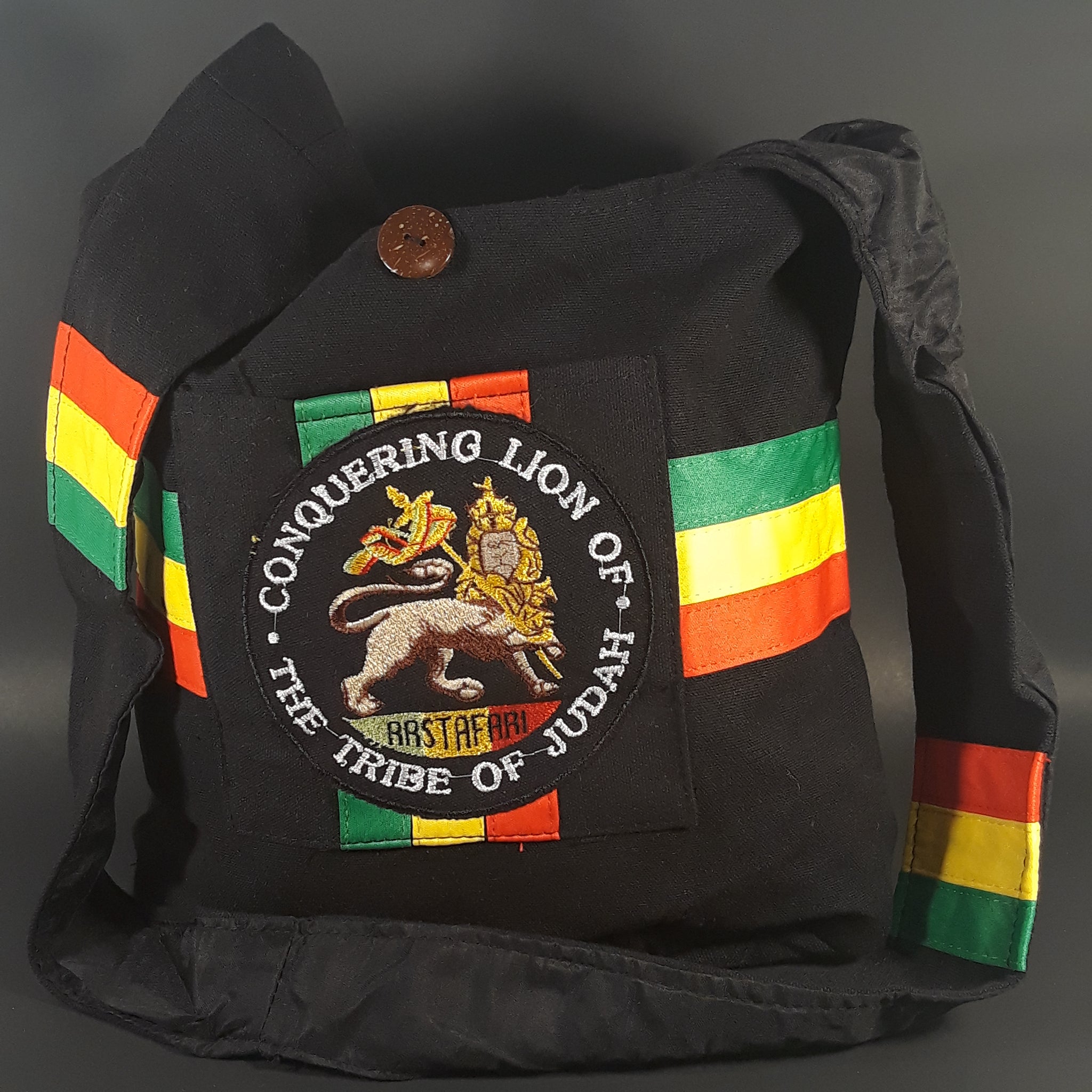Black Rasta shoulder bag with Lion of Judah patch - Hobo Bag - Cross B ...