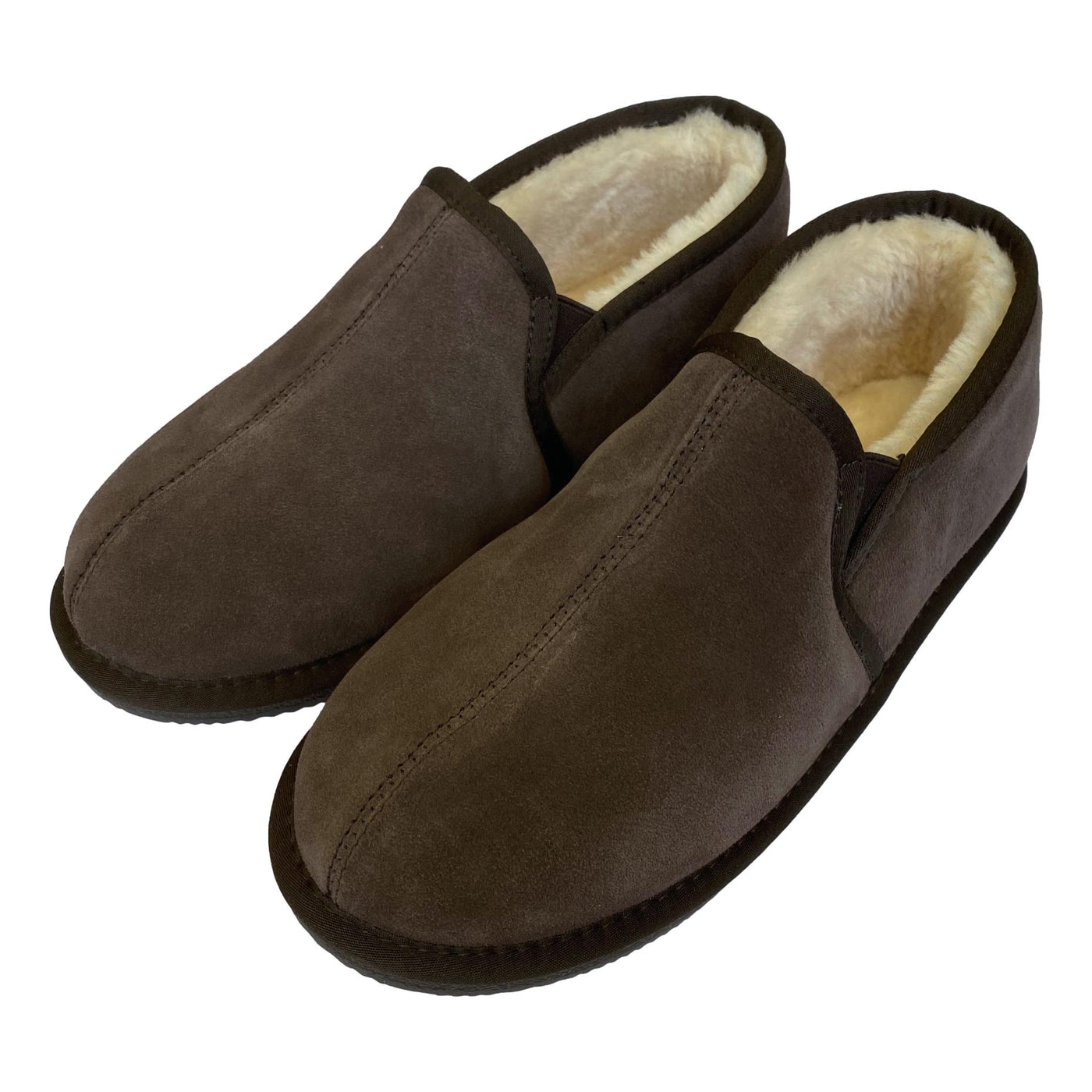 Deluxe Mens 'Elliot' Lambswool Slippers with Hard Sole - Chocolate ...