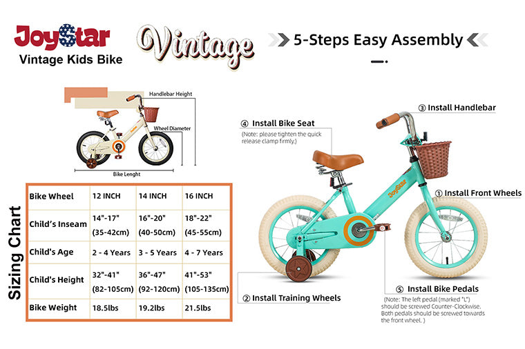 kids bike size chart