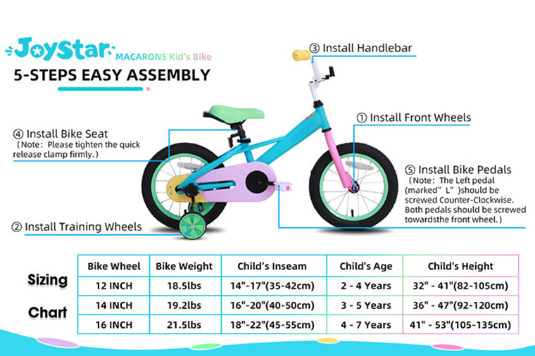 kids bike size chart