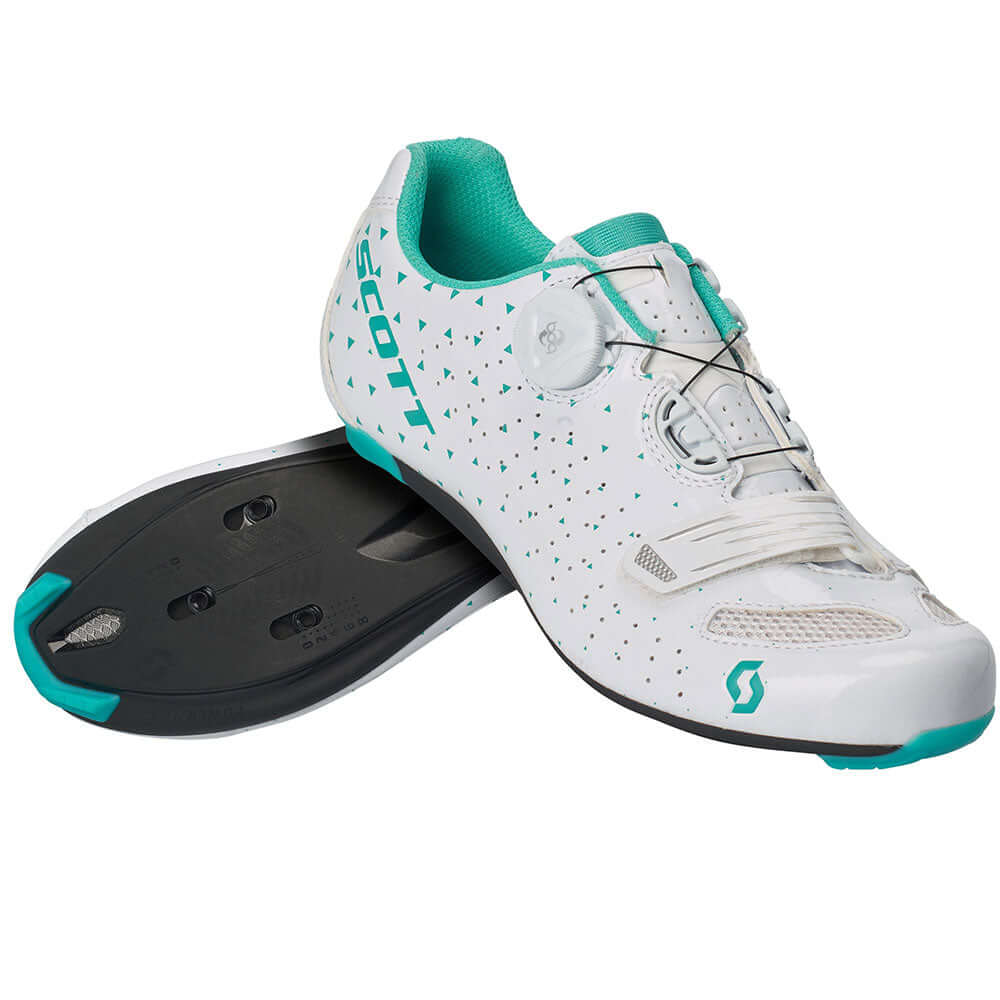Scott Women's Road Comp BOA Shoe - Openbox Gloss White/Turquoise Blue 36 Bike Shoes
